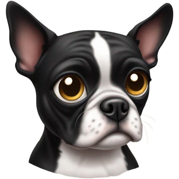 Dog watching tv emoji but with Boston terrier emoji