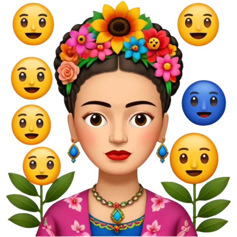 defferent emojis and emoticons in style of Frida Kahlo emoji