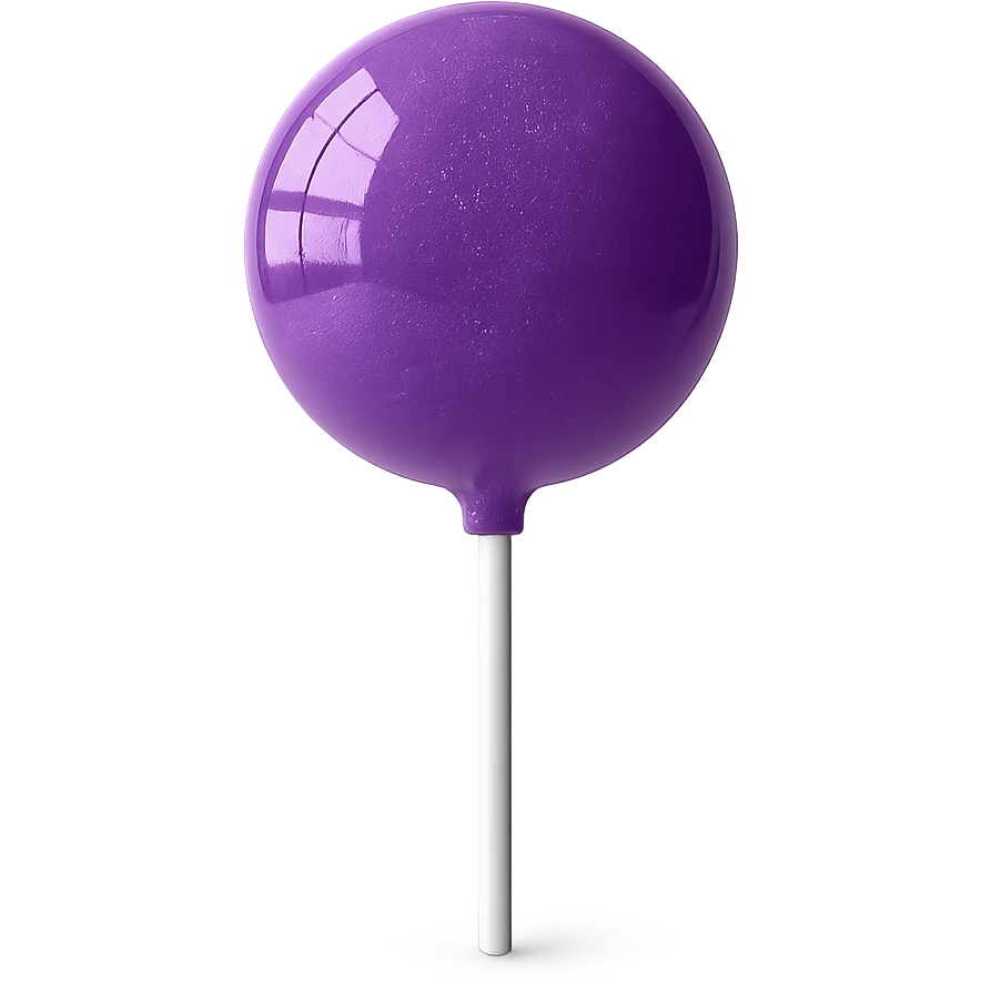 Change the lollipop color to purple in a realistic style, keep the background transparent. emoji