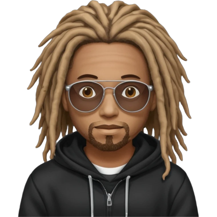 Man with dreadlocks and sun glasses and a black hoodie  emoji
