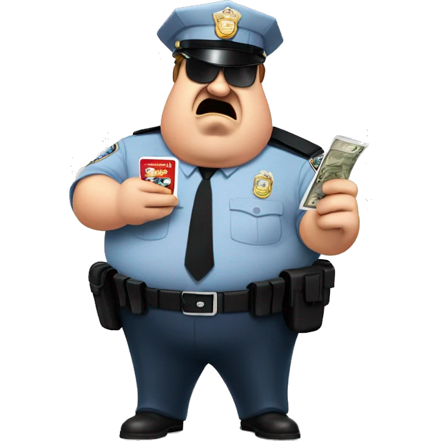 Paul blart mall cop blowing out grey air from a simcard emoji