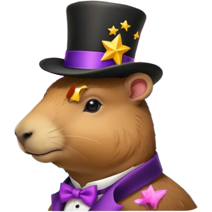 A Galaxy capybara with a tophat emoji