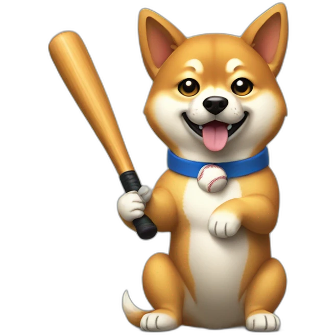 shiba inu holding a baseball bat, sitting emoji