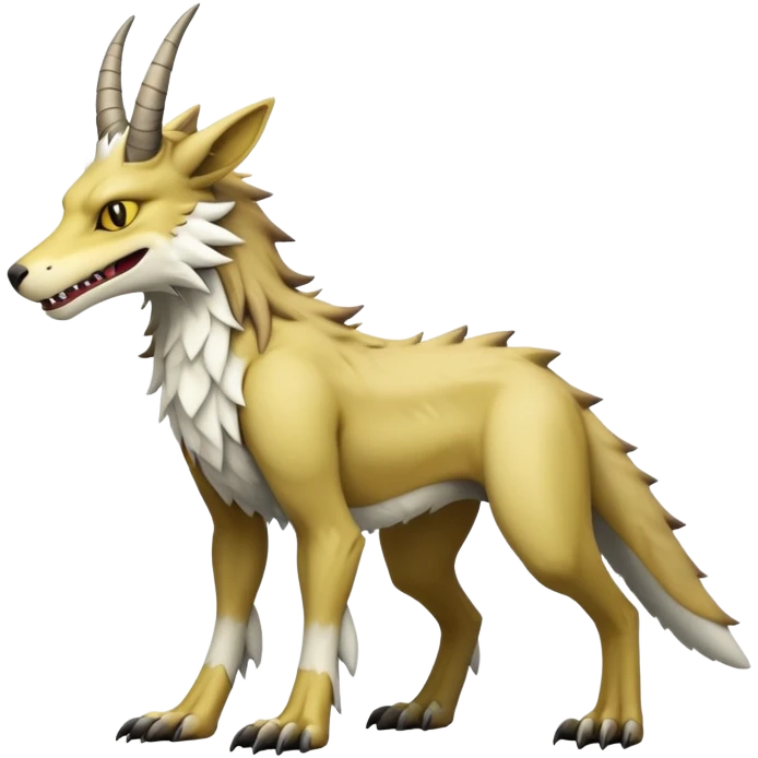Sergal-Vernid-hybrid-animal-creature, full body, 4 legs, horned emoji