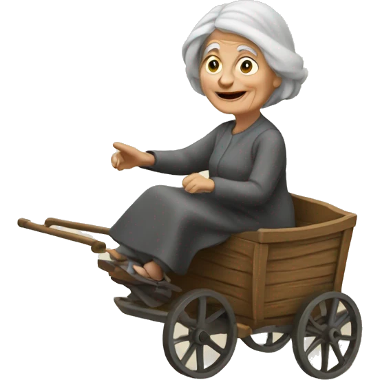 Old woman on a flying cart emoji