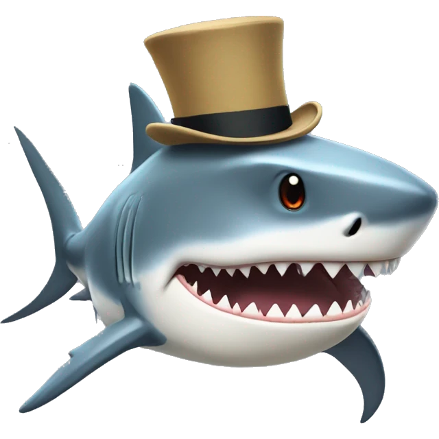 shark with tophat, in the style of Studio Ghibli emoji