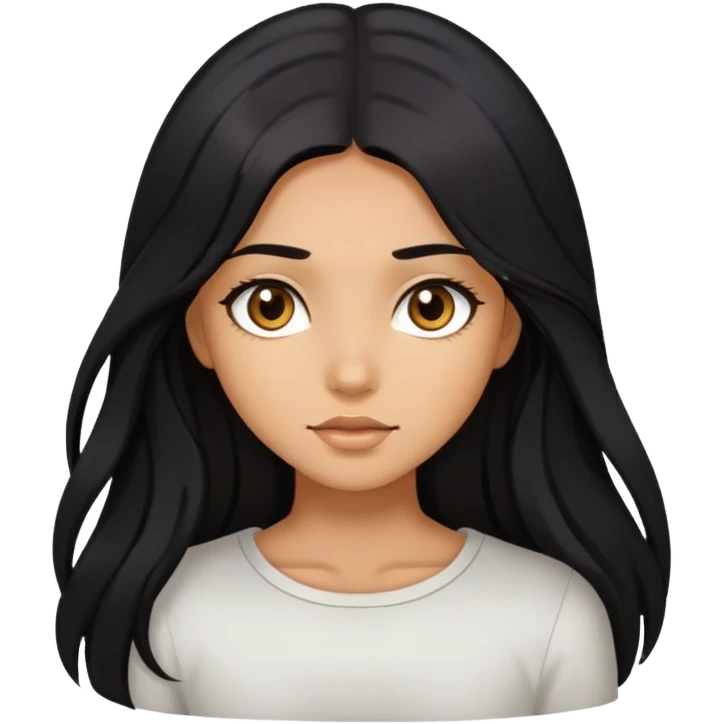 Fille bronzer mat de beau cheveux long noir et yeux marron clair que le visage  emoji
