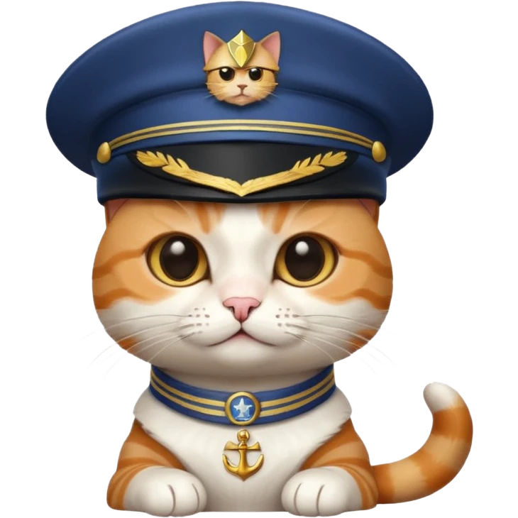 cat wearing a captain's hat emoji