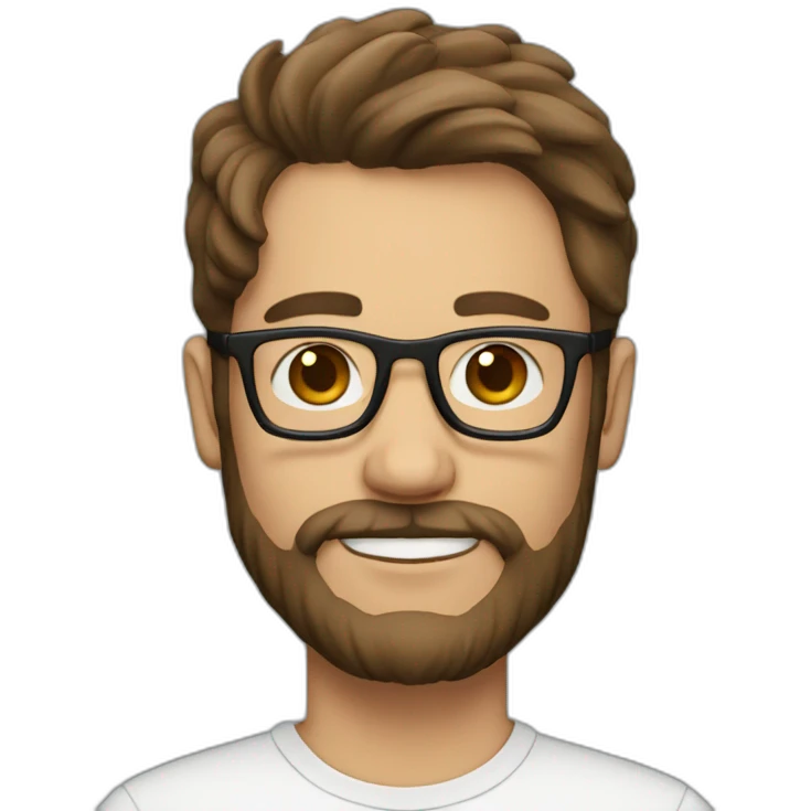 man with brown hair, wihte beard and glasses emoji