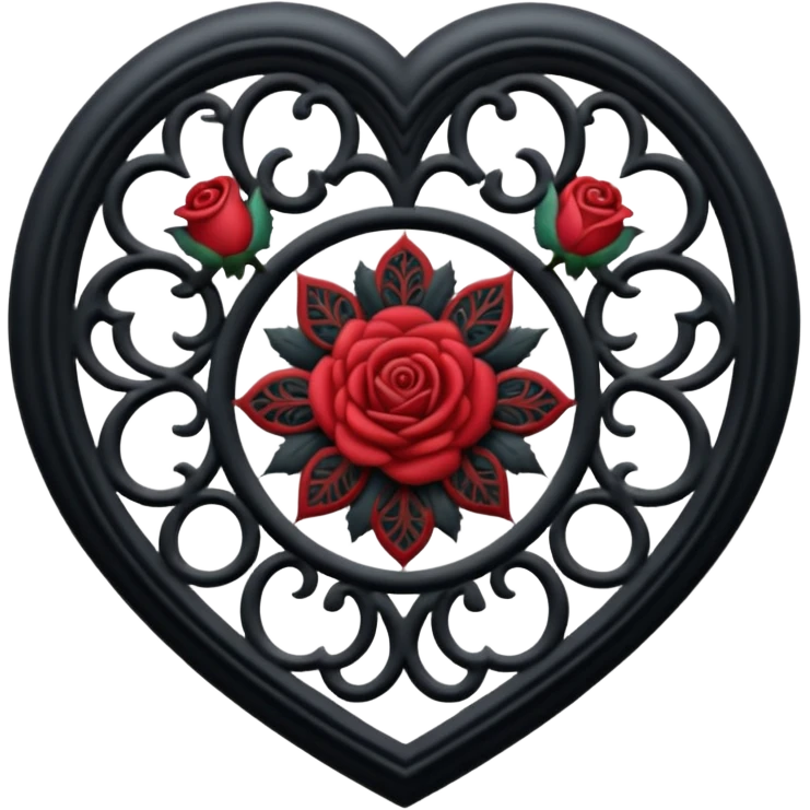 goth heart with a gothic rose window emoji