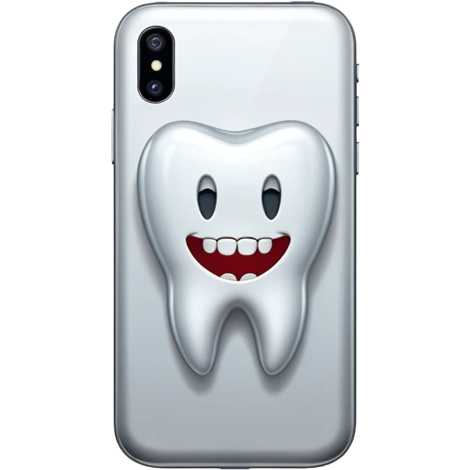 smartphone with a tooth-shaped logo emoji
