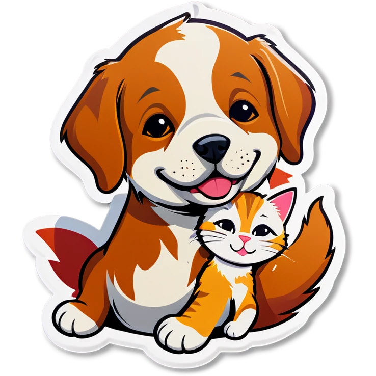 Dog and cat cuddling emoji