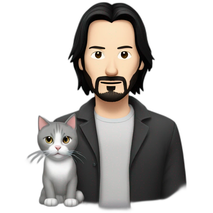 Keanu reeves and White Grey cat emoji
