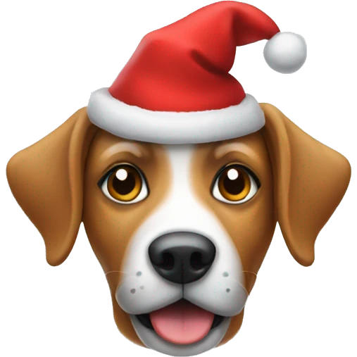 dog with a Christmas hat  emoji