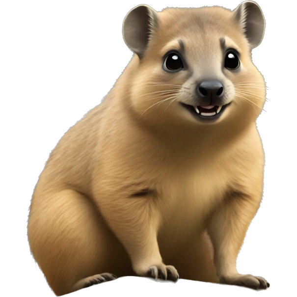 Hyrax with long canine teeth sitting on the top of a hut emoji