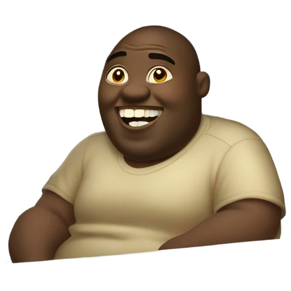One chubby African guy, in car, with gold tooth emoji