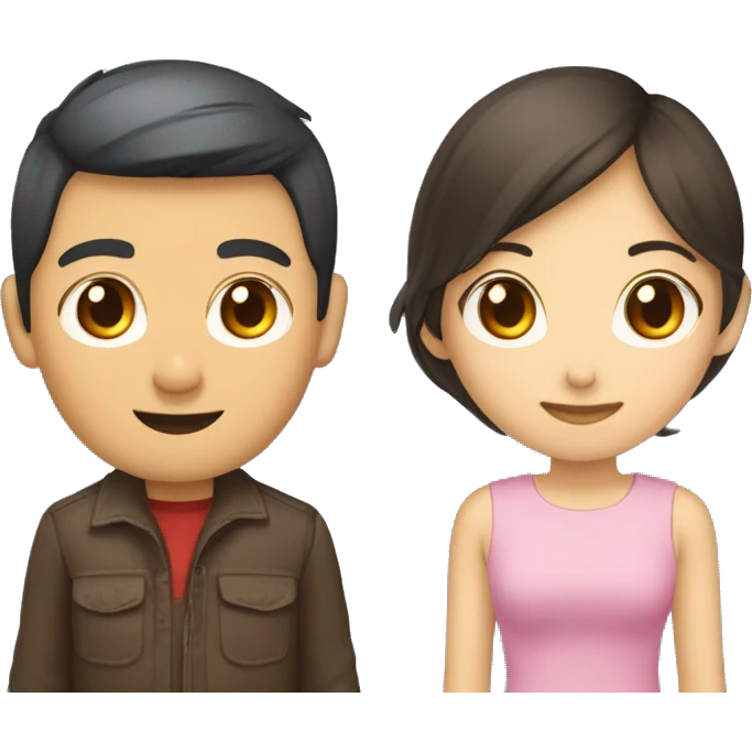 Un chico asiatico y una chica colocha pareja emoji