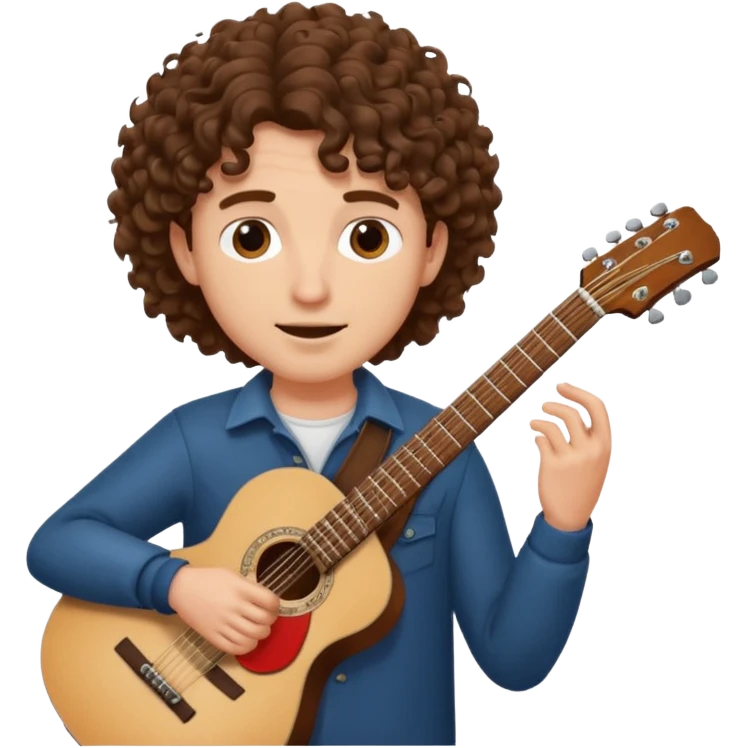 Man with curly hair playing guitar  emoji