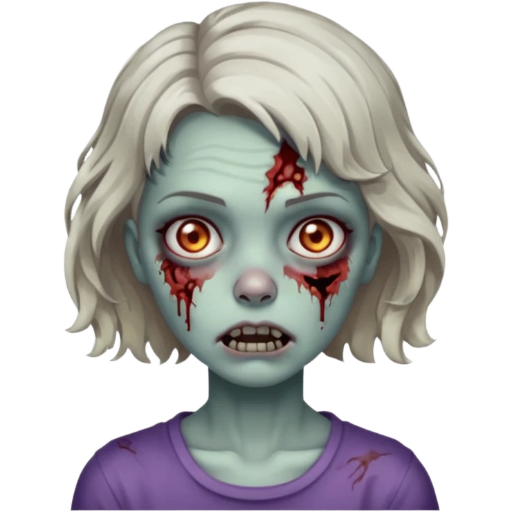 Zombie girl with bruises, she has a short wavy hair. emoji