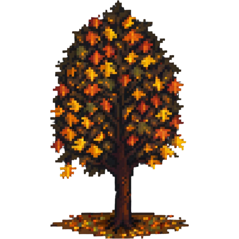 colorful autumn tree with falling leaves emoji
