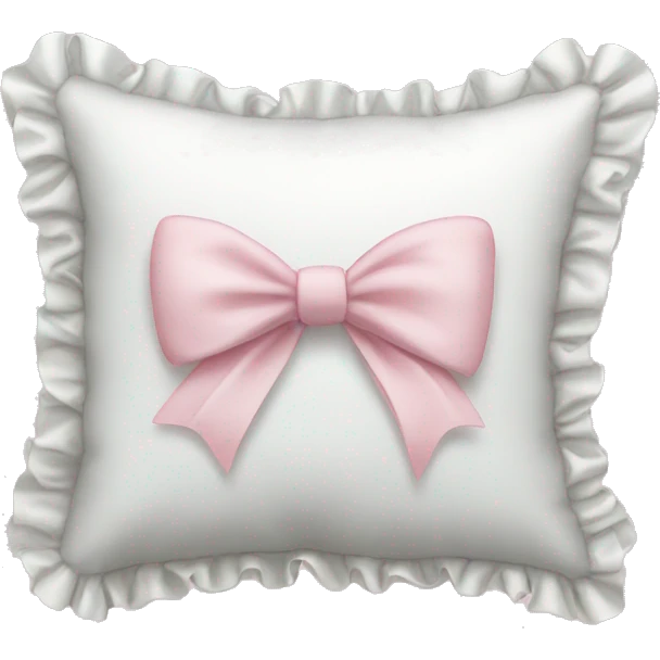White pillow with ruffles and light pink bow in middle emoji