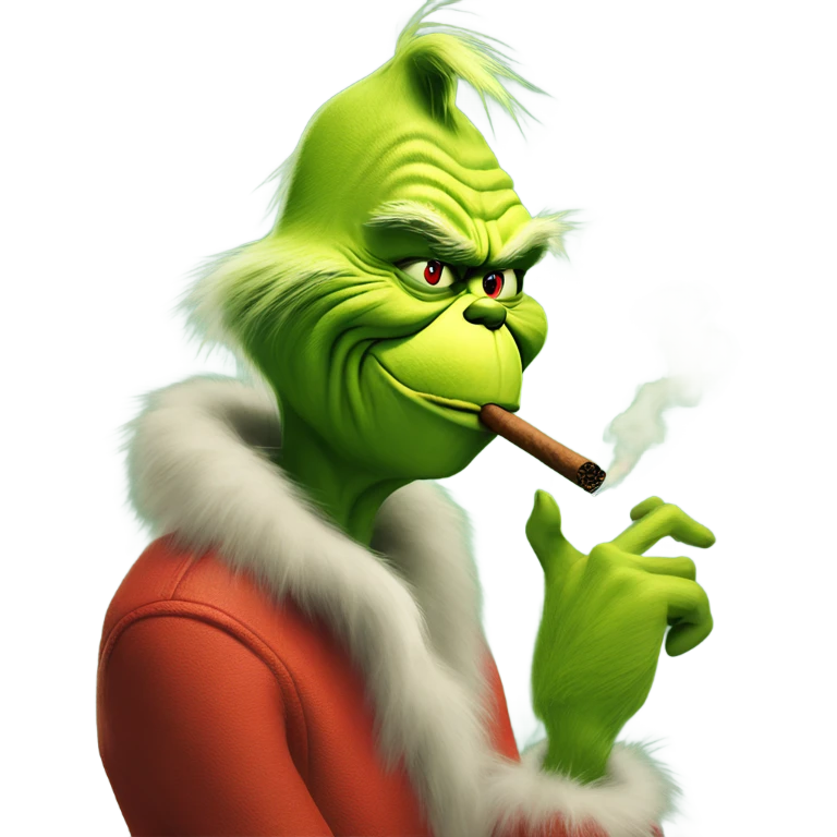 The grinch smoking a cigar emoji