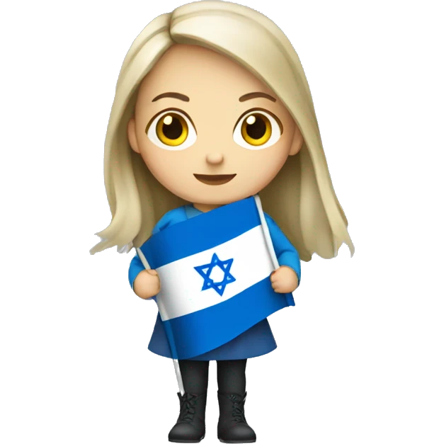 Ukrainian girl holding Israeli flag emoji