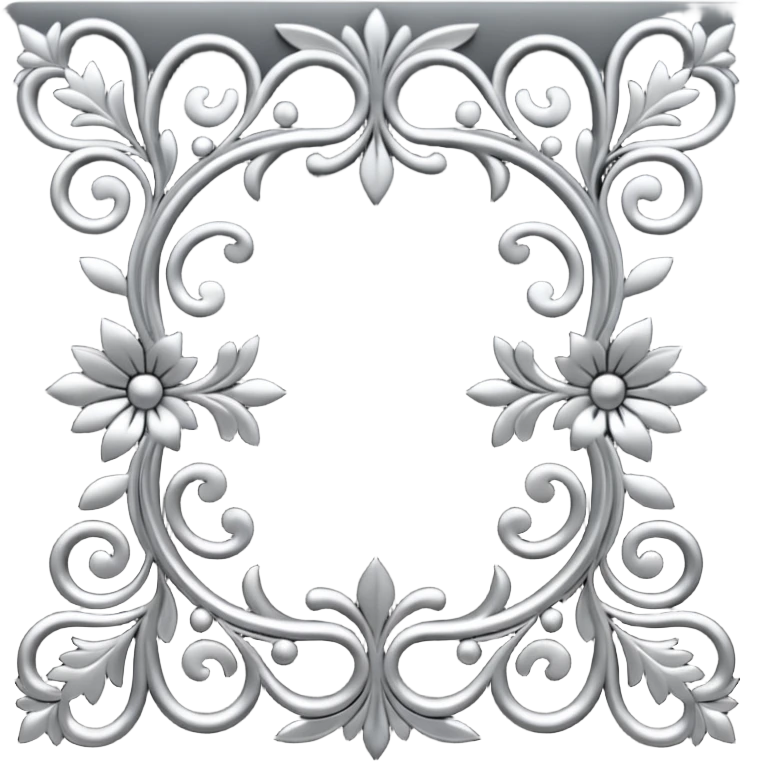 Black and silver filigree page divider, 3D, extremely detailed design emoji