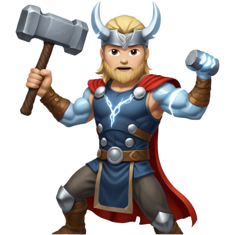 Norse god Thor, with hammer and lightning  emoji