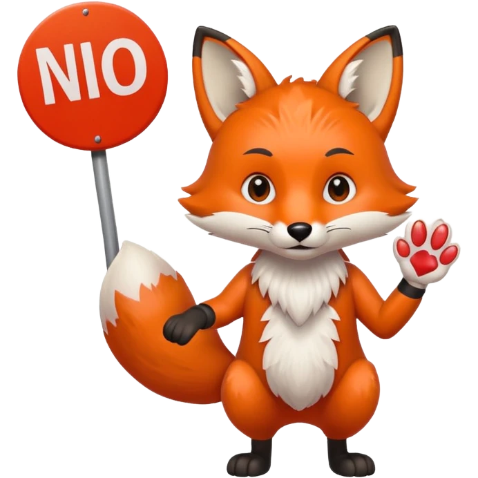 a fox HOLDING a no sign emoji