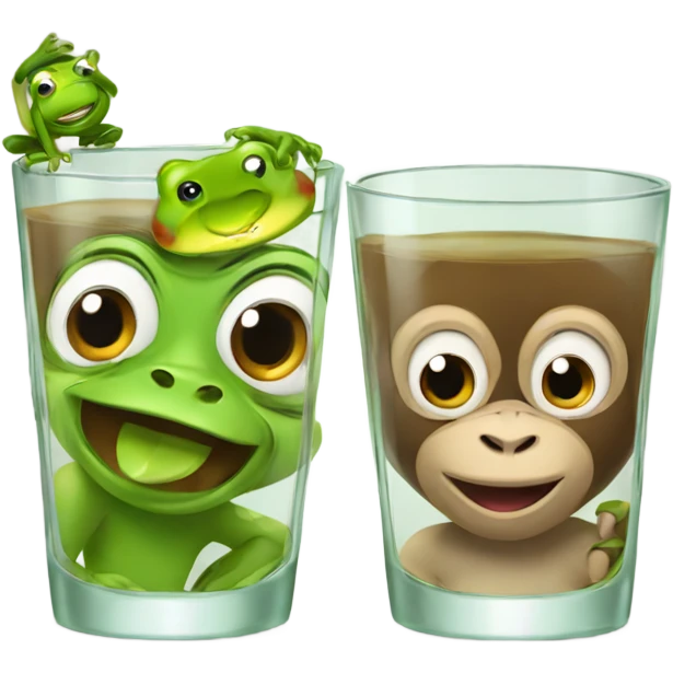 Monkey with a frog in a glass emoji