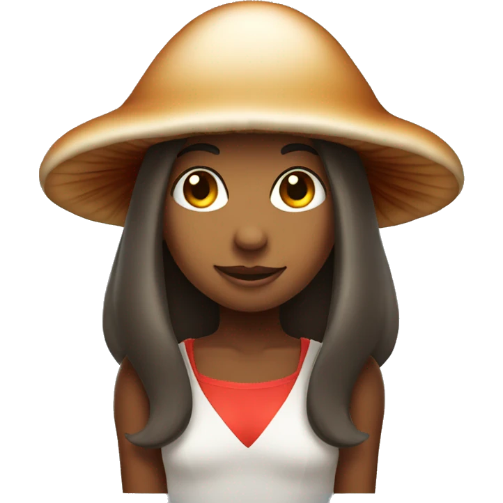 Girl wearing mushroom hat emoji