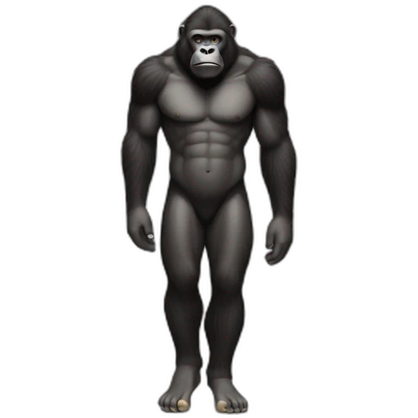 The combination of the body, legs and head of man and gorilla emoji