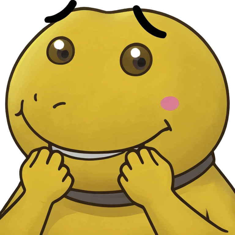 Round yellow emoji with tung out and hands on neck emoji