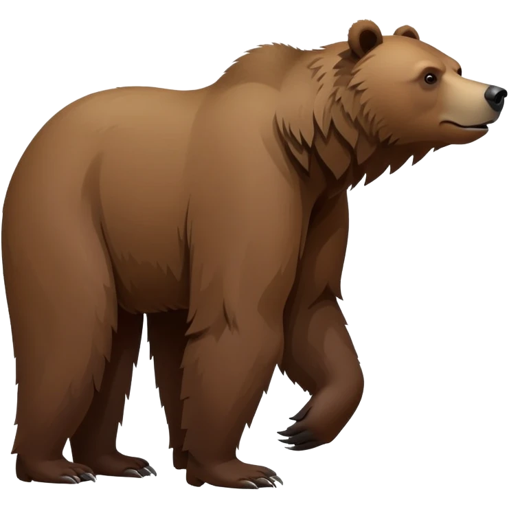Realistic grizzly bear on all four legs, minimalist style, natural pose, side view emoji