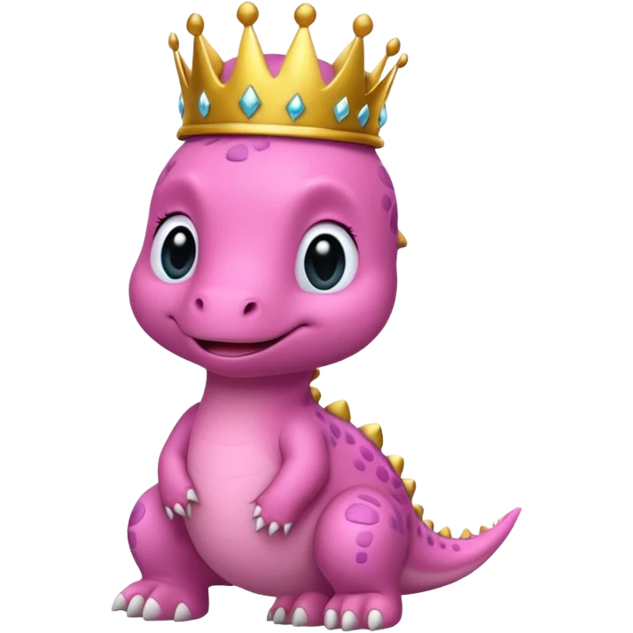 pink baby dinossaur with a crown emoji