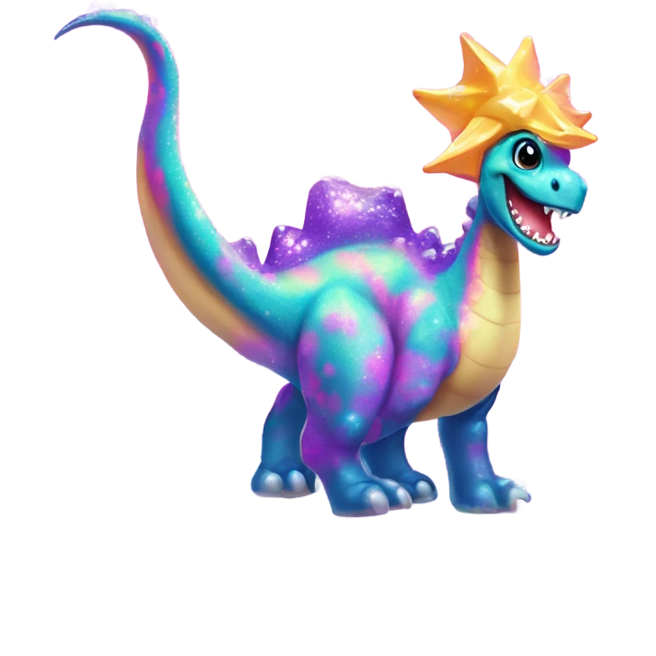 Lisa frank glitter pretty water dinosaur with pearls emoji
