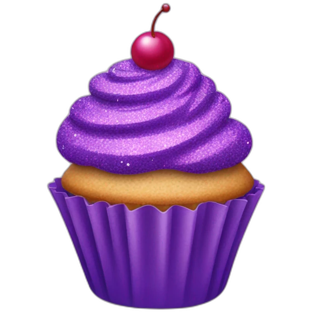 Happy purple glittery cupcake  emoji