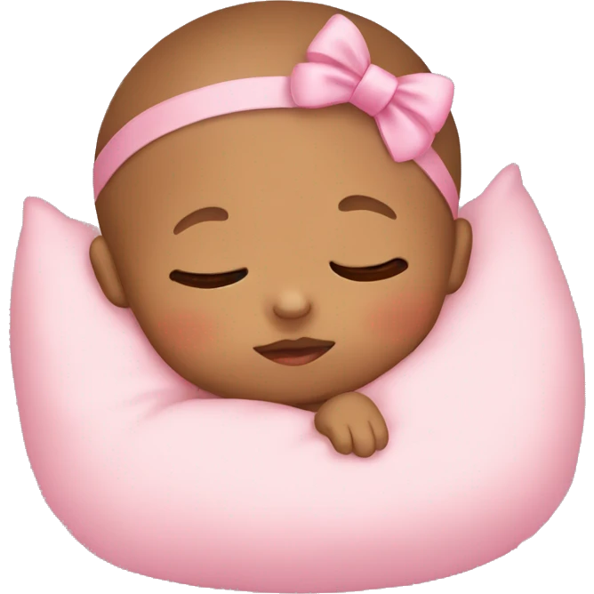 small baby sleeping with pink bow emoji