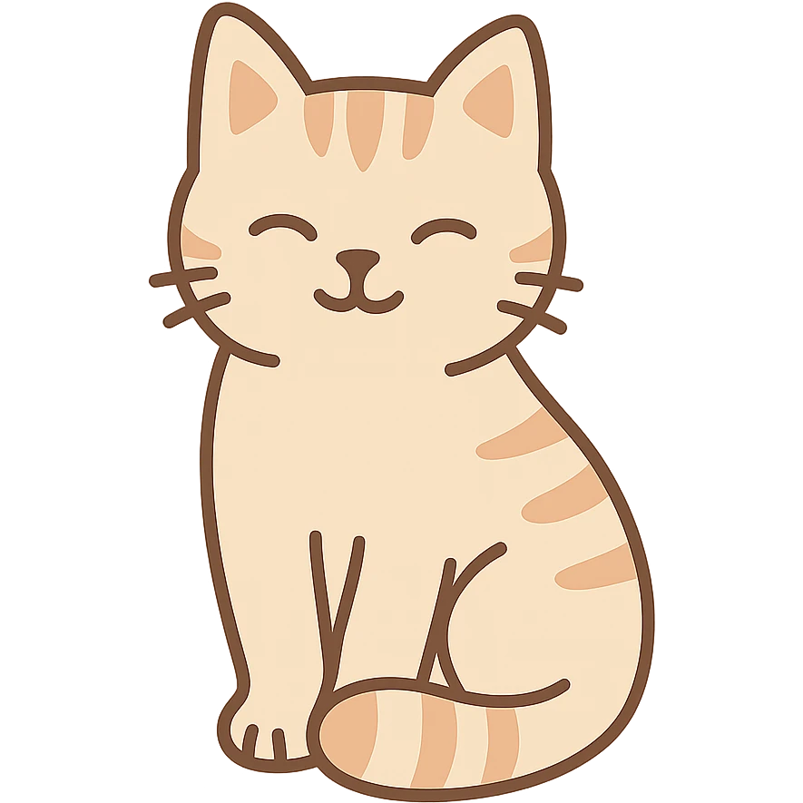 A friendly cat sitting with its tail wrapped around its paws, with soft curves and minimal details. Simple and adorable. emoji