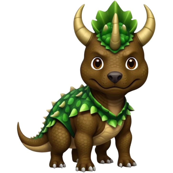 Black pibull dressed as a triceratops  emoji
