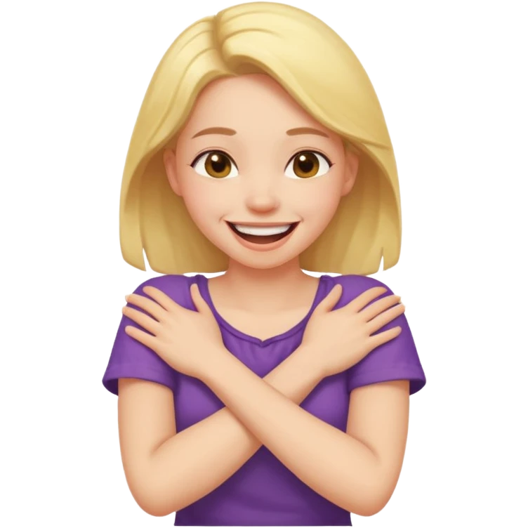 Arms crossed holding neck laughing girl emoji