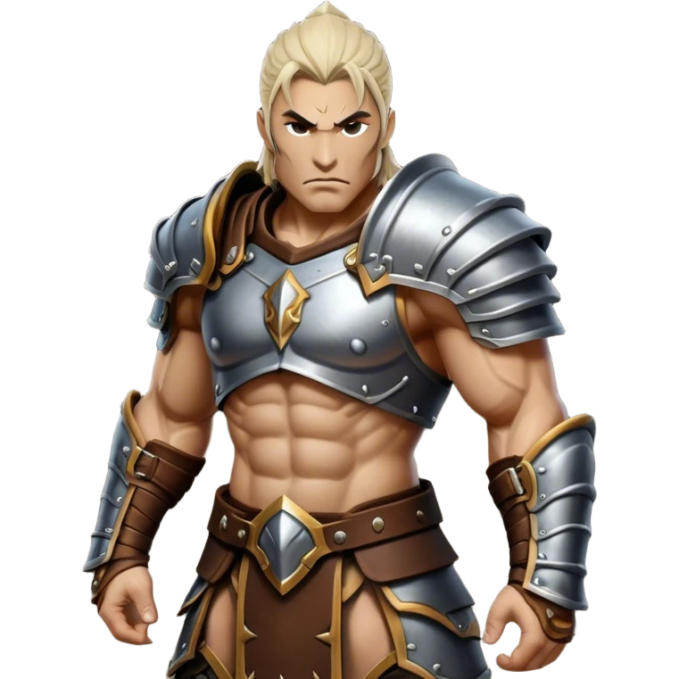 Cinematic Realistic WoW Human Warrior Portrait, captured in a dynamic, battle-ready stance, muscles defined beneath intricately detailed steel armor accented with rich leather. His chiseled visage and determined gaze are rendered with lifelike texture and dynamic natural lighting, high shine, evoking the fierce, relentless spirit of a human warrior in the midst of combat. emoji