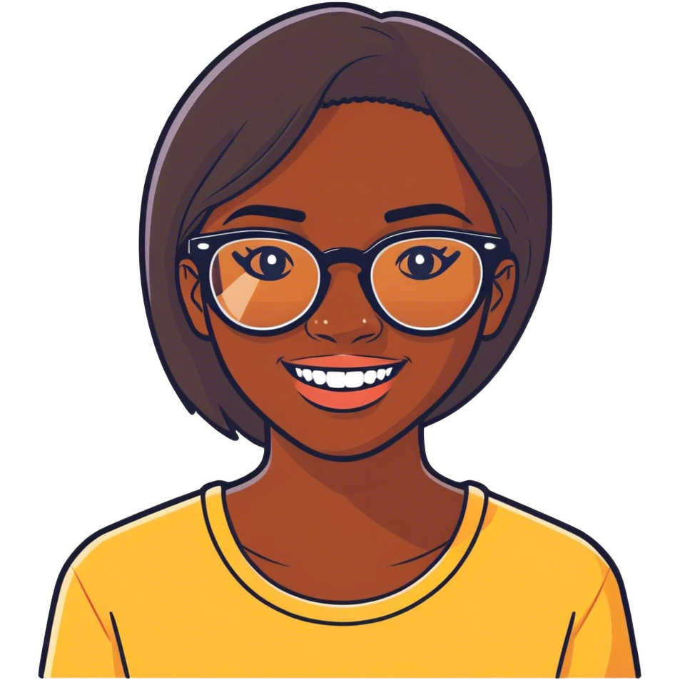 Darskin pretty girl with glasses and a gap emoji