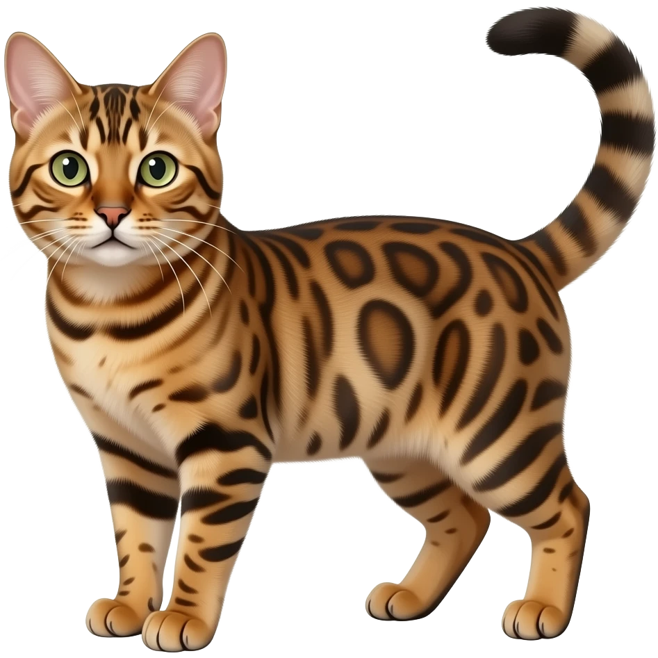 Realistic slim beautiful fine aesthetic Bengal cat emoji