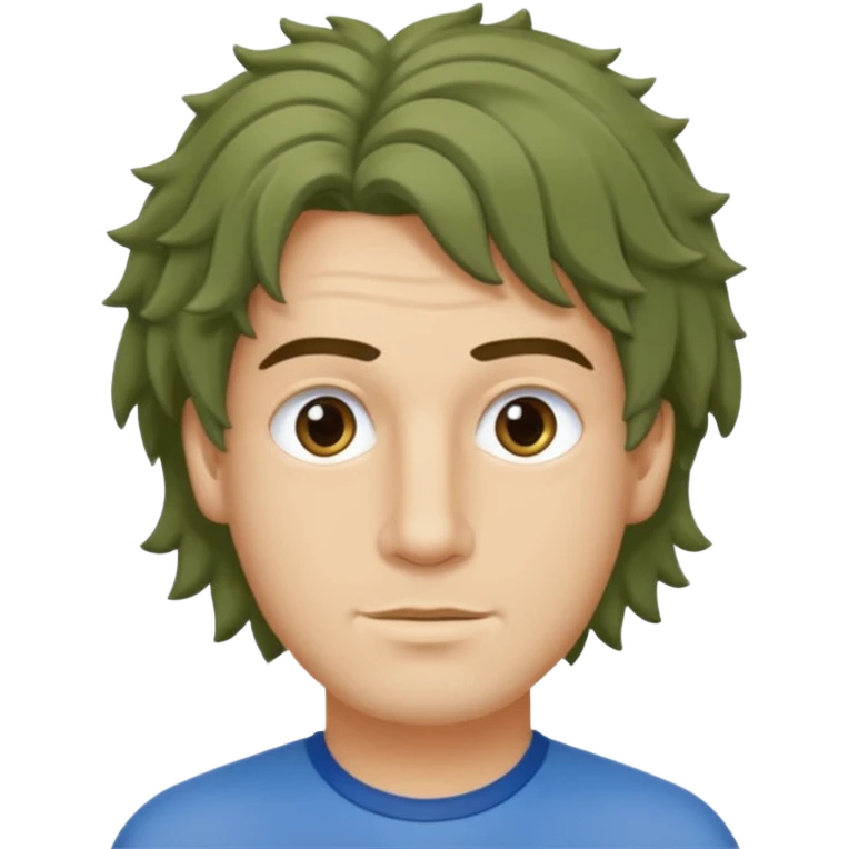 un professeur  homme métisse au cheveux mi long bouclés avec des yeux bleus d'arts plastiques  emoji