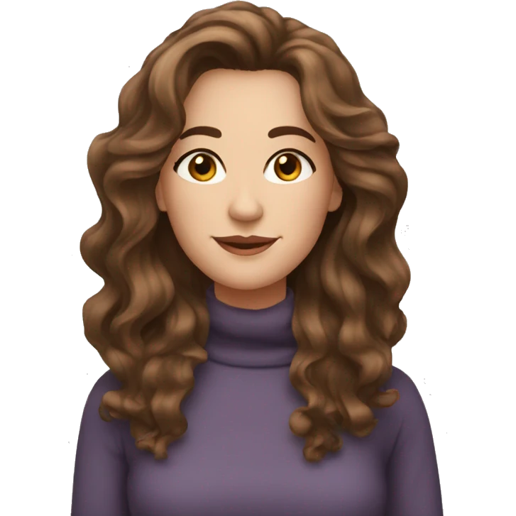 Middle aged women, long brown wavy hair, hazel eyes very pretty emoji