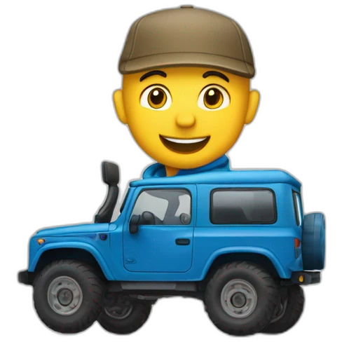 Un 4x4 montant sur un caillou emoji