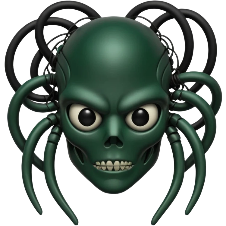 HR giger, wires, dark green, black flesh, head. dark black bones and skin emoji