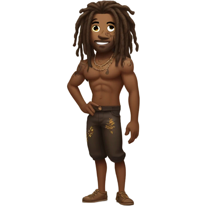 Flexing brown with tattoos and dreadlocks  emoji